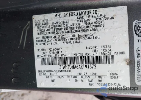 2010 Ford Fusion Se from USA, damaged, VIN 3FAHP0HA6AR191572